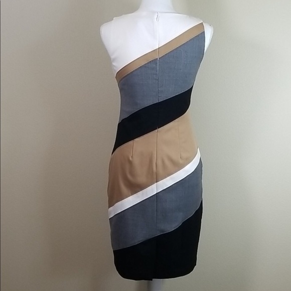 WHBM diagonal colorblock strip fitted dress 0 XS - Picture 6 of 8